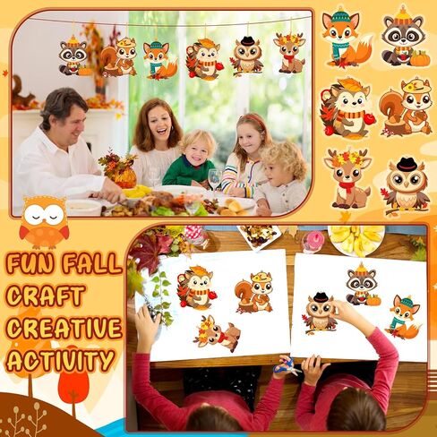 Epakh 60 Sets Fall Crafts for Kids Bulk Fall Arts and Crafts for Kids Make Your Own Autumn Animal Stickers DIY Autumn Hanging Ornaments Kits for Party Favors Home Classroom Activities in Saudi Arabia