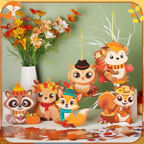 Epakh 60 Sets Fall Crafts for Kids Bulk Fall Arts and Crafts for Kids Make Your Own Autumn Animal Stickers DIY Autumn Hanging Ornaments Kits for Party Favors Home Classroom Activities in Saudi Arabia
