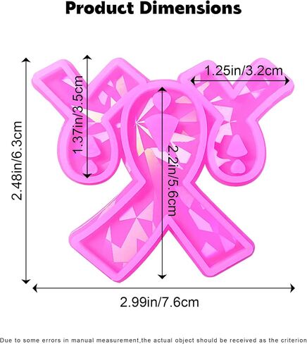 Ysqool Pink Ribbon Silicone Mold Holographic Breast Cancer Awareness Ribbon Keychain Mold with Hole for DIY Pendant Earrings Making Jewelry Casting Fondant Chocolate Cake Decoration in Saudi Arabia