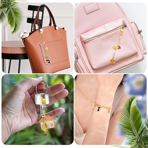 Jongdari 152PCS DIY Keychain Making Kit ، Make Charm Making Supplies مع 50 مقاطع سحر سلسلة مفاتيح ، 10 مقاطع معدنية ، روابط سلسلة موسعة 1 متر ، كماشة - الذهب - الذهب in Kuwait