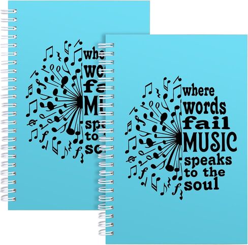 JOHSBYD 2Pcs M-usic Notebook,M-usic Teacher Gifts for Women Men Spiral Notebook,M-usic Lover Gifts M-usic Themed Gifts for Musician Singer M-usic Teacher (Spiral-2Pcs Music Light Blue) in Saudi Arabia