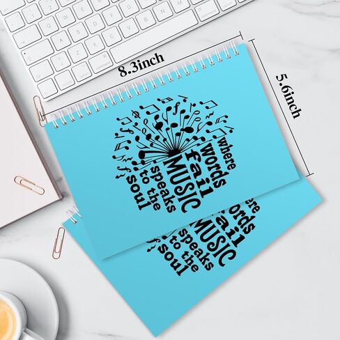 JOHSBYD 2Pcs M-usic Notebook,M-usic Teacher Gifts for Women Men Spiral Notebook,M-usic Lover Gifts M-usic Themed Gifts for Musician Singer M-usic Teacher (Spiral-2Pcs Music Light Blue) in Saudi Arabia