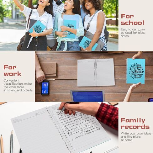 JOHSBYD 2Pcs M-usic Notebook,M-usic Teacher Gifts for Women Men Spiral Notebook,M-usic Lover Gifts M-usic Themed Gifts for Musician Singer M-usic Teacher (Spiral-2Pcs Music Light Blue) in Saudi Arabia