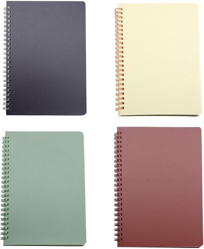 YIKANGHENG 4 Pcs A5 Size Spiral Notebook, 4 Color 8.3 Inch x 5.9 Inch Thick Plastic Hardcover 8mm Ruled 80 Sheetsfor Study Travel, Office and Taking Notes (ruled) in Saudi Arabia