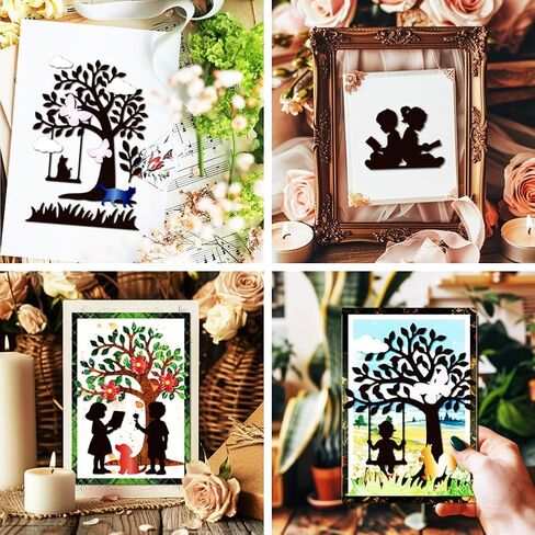MAYJOYDIY Friends Tree Metal Die Cuts Squirrel Cat Dog Cutting Dies Tree Butterfly Swing Embossing Stencils Scrapbooking Tool for DIY Scrapbooking Craft Card Making Album Gift Decor in Saudi Arabia