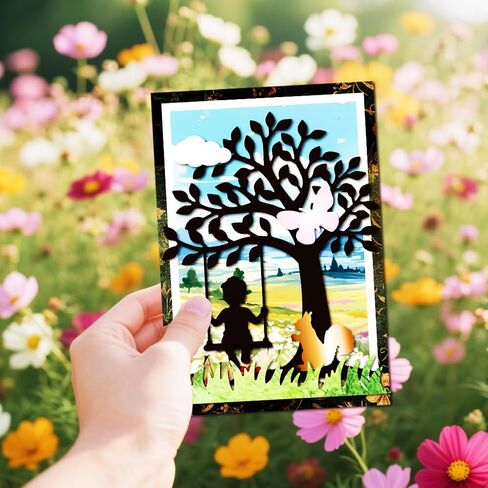 MAYJOYDIY Friends Tree Metal Die Cuts Squirrel Cat Dog Cutting Dies Tree Butterfly Swing Embossing Stencils Scrapbooking Tool for DIY Scrapbooking Craft Card Making Album Gift Decor in Saudi Arabia