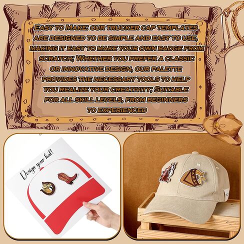 Patelai 8 PCS Truck Hat Template Palette Palette Clotful Baseball CAPE CAPLATES إنشاء بقع مخصصة لتصميمات الشاحنة CAP Design Sovesors لتصميم تصحيحات DIY مخصصة in Saudi Arabia