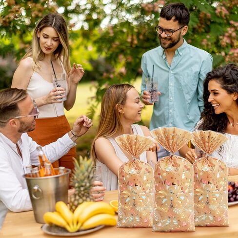 Funrous 100 Pcs Cielito Lindo Cellophane Bags Mexican Fiesta Gift Bags with Twist Ties Cinco De Mayo Party Favors Barro Candy Sack Talavera Sack for Mexican Wedding Fiesta Party Supplies (Light Brown) in Saudi Arabia