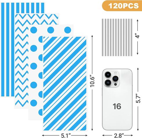 120 حزمة 10.6x5.1 بوصة السيلوفان أكياس مع العلاقات - بولكا ووردي خطوط الحلوى الهدايا لأكياس عيد ميلاد ، وفضل حفلات الزفاف ، لوازم التعبئة للوجبات الخفيفة in Kuwait