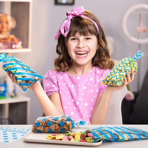 120 حزمة 10.6x5.1 بوصة السيلوفان أكياس مع العلاقات - بولكا ووردي خطوط الحلوى الهدايا لأكياس عيد ميلاد ، وفضل حفلات الزفاف ، لوازم التعبئة للوجبات الخفيفة in Kuwait