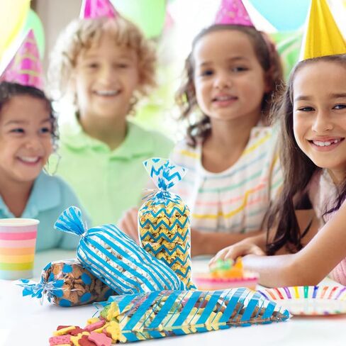 120 حزمة 10.6x5.1 بوصة السيلوفان أكياس مع العلاقات - بولكا ووردي خطوط الحلوى الهدايا لأكياس عيد ميلاد ، وفضل حفلات الزفاف ، لوازم التعبئة للوجبات الخفيفة in Kuwait