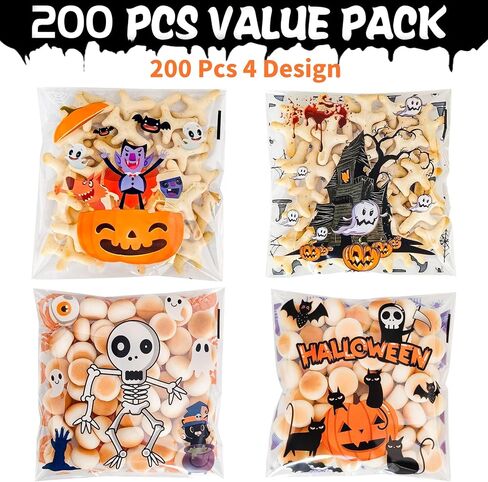 هالوين السيلوفان علاج أكياس ziplock - 100pcs 4x4 بوصة واضحة للاصوص على الهالوين حلوى الكعكة كيس البلاستي in Kuwait