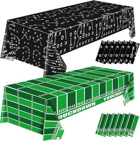 12 Pcs Football Disposable Tablecloth Party Decorations Plastic Touchdown Table Cover 54 x 108'' for Football Party Birthday Stadium Rugby Game Day(Classic) in Saudi Arabia
