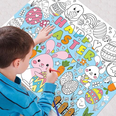 Birthday Coloring Poster for Kids Giant Coloring Poster Birthday Coloring Tablecloth Jumbo Birthday Coloring Poster for Classroom Birthday Party Favors Boys Girls Birthday Party Poster 43.3"x31.4" in Saudi Arabia