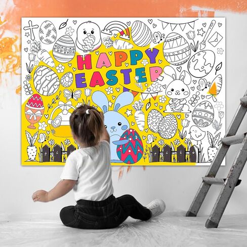 Birthday Coloring Poster for Kids Giant Coloring Poster Birthday Coloring Tablecloth Jumbo Birthday Coloring Poster for Classroom Birthday Party Favors Boys Girls Birthday Party Poster 43.3"x31.4" in Saudi Arabia