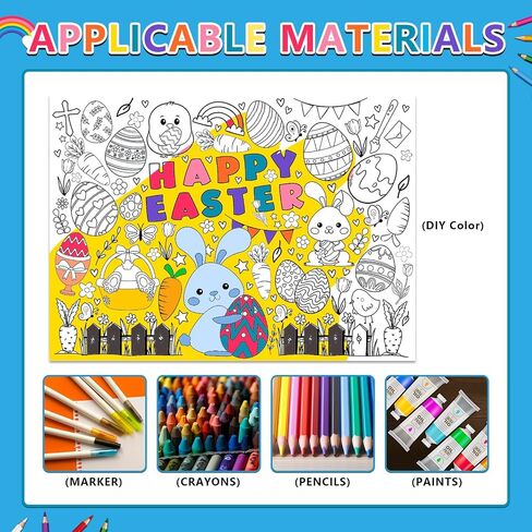 Birthday Coloring Poster for Kids Giant Coloring Poster Birthday Coloring Tablecloth Jumbo Birthday Coloring Poster for Classroom Birthday Party Favors Boys Girls Birthday Party Poster 43.3"x31.4" in Saudi Arabia