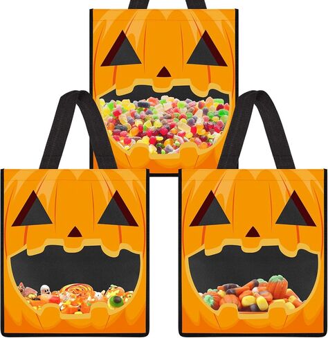 Ccinee 3 PCS Halloween Barge حمل الأكياس الشفافية ، حقائب حلوى Halloween Goody للخدعة أو علاج هدايا تسوق البقالة ، لوازم الحفلات. in Saudi Arabia
