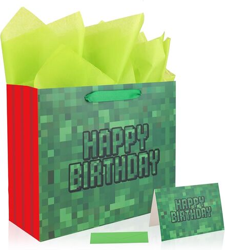 عيد ميلاد سعيد حقائب جيدة ، حقائب هدايا موضوع البكسل مع ورقة تحية ورقة الأنسجة لوازم حفلات حفلة لعيد الميلاد in Kuwait