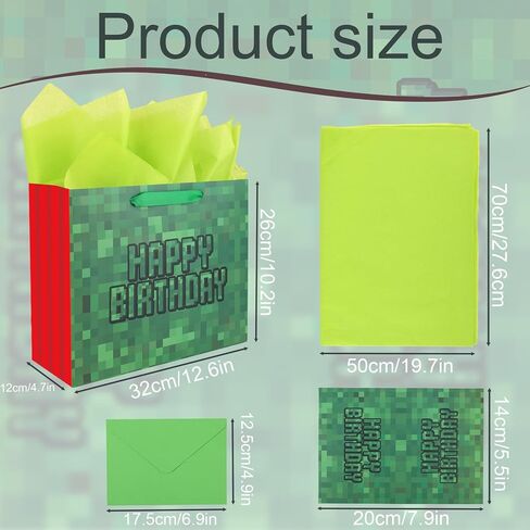 عيد ميلاد سعيد حقائب جيدة ، حقائب هدايا موضوع البكسل مع ورقة تحية ورقة الأنسجة لوازم حفلات حفلة لعيد الميلاد in Kuwait