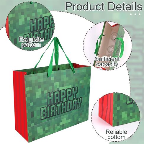 عيد ميلاد سعيد حقائب جيدة ، حقائب هدايا موضوع البكسل مع ورقة تحية ورقة الأنسجة لوازم حفلات حفلة لعيد الميلاد in Kuwait