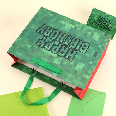 عيد ميلاد سعيد حقائب جيدة ، حقائب هدايا موضوع البكسل مع ورقة تحية ورقة الأنسجة لوازم حفلات حفلة لعيد الميلاد in Kuwait