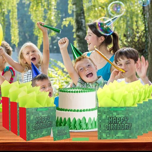 عيد ميلاد سعيد حقائب جيدة ، حقائب هدايا موضوع البكسل مع ورقة تحية ورقة الأنسجة لوازم حفلات حفلة لعيد الميلاد in Kuwait