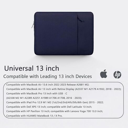 13 inch Laptop Sleeve Case for MacBook Air M4 M3 M2 M1 (2025-2018) & MacBook Pro M2 M1 (2025-2016), Vertical Polyester Computer Sleeve Bag with Pocket, Navy Blue in Saudi Arabia