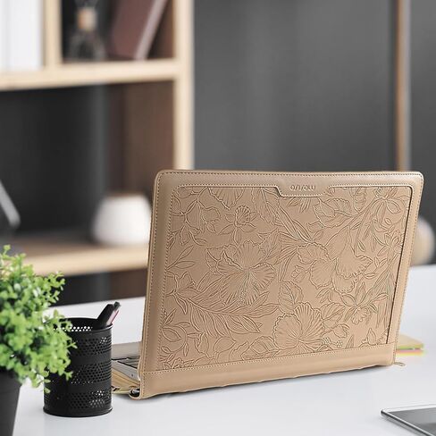 MOSISO Laptop Sleeve Case Compatible with MacBook Air 13.6 inch 2025-2022 M4 M3 M2/Air 13 2022-2018 M1/Pro 13 2024-2016 M2 M1,Embossed Retro Hibiscus PU Leather Vintage Portfolio Cover, Camel in Saudi Arabia