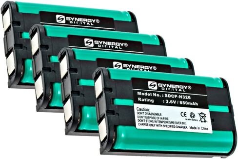 Synergy Digital Cordless Phone Batteries, Compatible with Panasonic KXTG2336 Cordless Phone, (Ni-MH, 3.6V, 850 mAh), Combo-Pack Includes: 4 x SDCP-H326 Batteries in Saudi Arabia