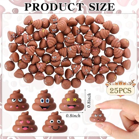 25 Pcs Mini Poop Figurines Five Styles Tiny Poo Statues Classic Brown Small Fake Poop Figures for Prank Props Goody Bag Stuffers and Piñata Fillers Hide Around Workplace House Party in Saudi Arabia
