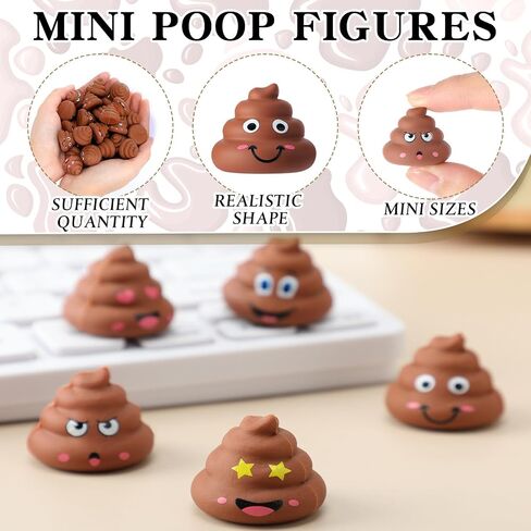 25 Pcs Mini Poop Figurines Five Styles Tiny Poo Statues Classic Brown Small Fake Poop Figures for Prank Props Goody Bag Stuffers and Piñata Fillers Hide Around Workplace House Party in Saudi Arabia