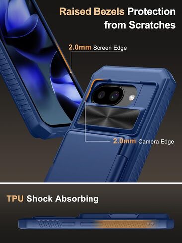 Vihibii for iPhone 13 Pro Case with Card Holder (4 Cards) [RFID Blocking] & Slide Camera Cover, Military Grade Drop Protection, Rugged Hard Back & Silicone Edge Wallet Phone Cover 5G 6.1" 2021, Black in Saudi Arabia