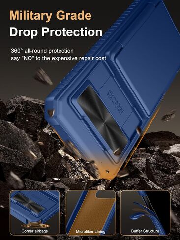 Vihibii for iPhone 13 Pro Case with Card Holder (4 Cards) [RFID Blocking] & Slide Camera Cover, Military Grade Drop Protection, Rugged Hard Back & Silicone Edge Wallet Phone Cover 5G 6.1" 2021, Black in Saudi Arabia