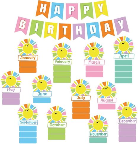 85Pcs Happy Birthday Bulletin Board Set Colorful Candy Calendar Poster Classroom Birthday Chart for Back to School Decorations in Saudi Arabia