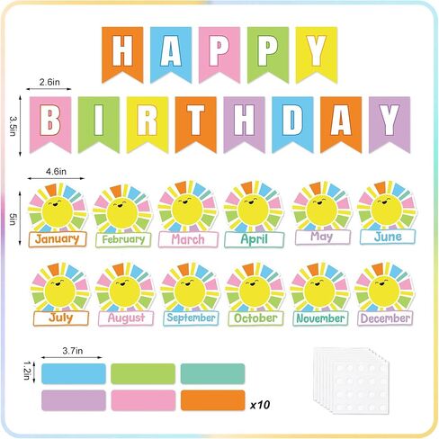 85Pcs Happy Birthday Bulletin Board Set Colorful Candy Calendar Poster Classroom Birthday Chart for Back to School Decorations in Saudi Arabia