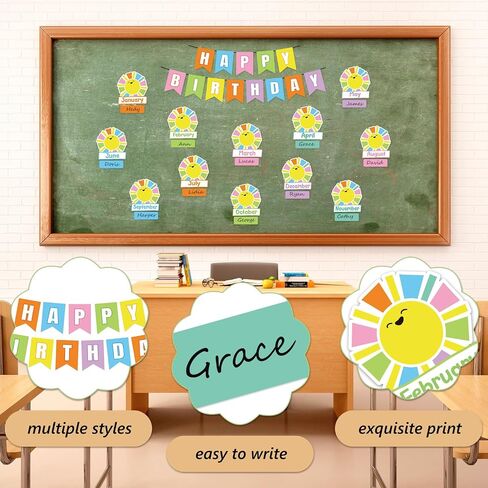 85Pcs Happy Birthday Bulletin Board Set Colorful Candy Calendar Poster Classroom Birthday Chart for Back to School Decorations in Saudi Arabia