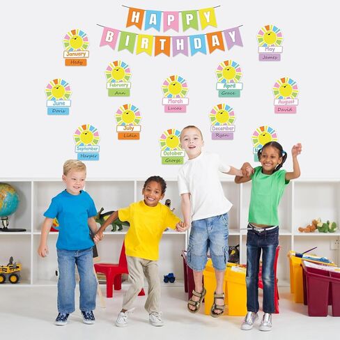 85Pcs Happy Birthday Bulletin Board Set Colorful Candy Calendar Poster Classroom Birthday Chart for Back to School Decorations in Saudi Arabia
