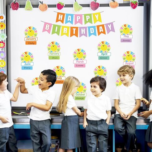 85Pcs Happy Birthday Bulletin Board Set Colorful Candy Calendar Poster Classroom Birthday Chart for Back to School Decorations in Saudi Arabia
