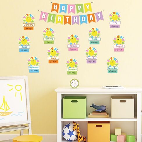 85Pcs Happy Birthday Bulletin Board Set Colorful Candy Calendar Poster Classroom Birthday Chart for Back to School Decorations in Saudi Arabia