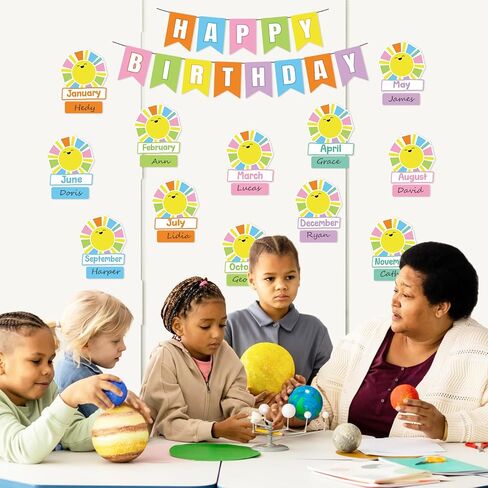 85Pcs Happy Birthday Bulletin Board Set Colorful Candy Calendar Poster Classroom Birthday Chart for Back to School Decorations in Saudi Arabia