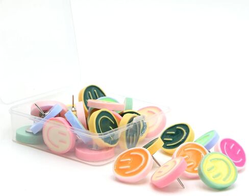24 Smiley Face Devinative Push Pins ، Pulletin Board Post Pins ، Thumbtacks لألواح الفلين أو منظمة المكاتب أو الديكور المنزلي in Saudi Arabia