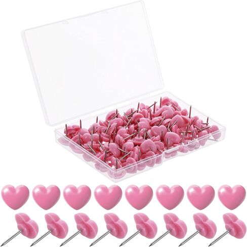 100pcs دبابيس الدفع الوردي pins ， دبابيس دفع القلب لطيف مع نقطة معدنية على شكل قلب مزخرفات الإبهام لصور المكتب المنزلي صور إشعار الجدار لوحة الفلين in Saudi Arabia