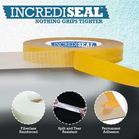 IncrediSeal 3" Double Sided Bi-Directional Fiberglass Reinforced Filament Banner Hemming Mounting Tape, 36 Yards, 9.0 Mil, Heavy Duty Industrial, Permanent Bond, Hobby, Craft, Signs, Displays in Saudi Arabia