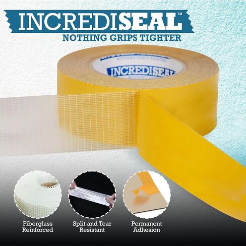 IncrediSeal 3" Double Sided Bi-Directional Fiberglass Reinforced Filament Banner Hemming Mounting Tape, 36 Yards, 9.0 Mil, Heavy Duty Industrial, Permanent Bond, Hobby, Craft, Signs, Displays in Saudi Arabia