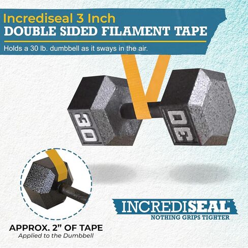 IncrediSeal 3" Double Sided Bi-Directional Fiberglass Reinforced Filament Banner Hemming Mounting Tape, 36 Yards, 9.0 Mil, Heavy Duty Industrial, Permanent Bond, Hobby, Craft, Signs, Displays in Saudi Arabia