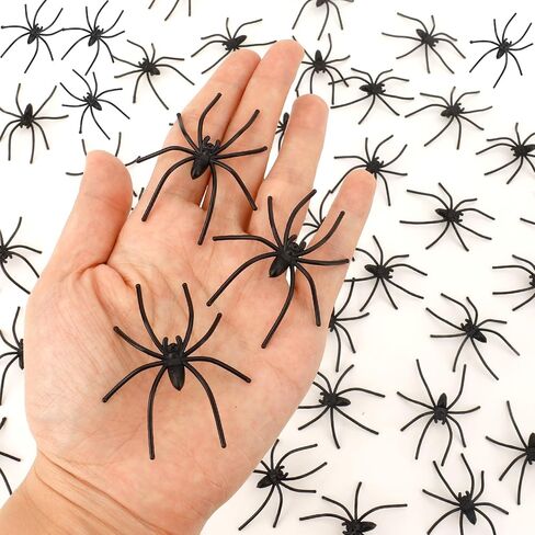 Plastic Spiders, 120 PCS Halloween Fake Spider Decorations, 4 Colors Small Realistic Spiders Toy Prank Props for Halloween Home Party Favors Haunted House April Fool's Day Decor Supplies 2 x 1.8 In in Saudi Arabia