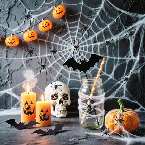 Plastic Spiders, 120 PCS Halloween Fake Spider Decorations, 4 Colors Small Realistic Spiders Toy Prank Props for Halloween Home Party Favors Haunted House April Fool's Day Decor Supplies 2 x 1.8 In in Saudi Arabia