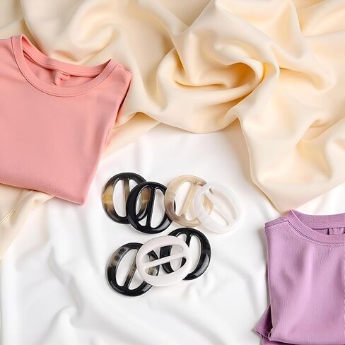 6 PCS 3CM REANIN RESIN TIRT CLIPS CLASPS البلاستيك قميص TEE RINGS و NICKFALING SLIDES COMPLESHING CHINCERCHIFE CLASPS للنساء الفتيات in Kuwait