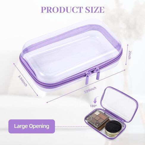 4 Pcs Clear Hard Shell Zipper Case, Transparent Hard Clear Zipper Case, Medium Portable Travel Makeup Bag Organizer Bin for Pencil Cosmetics Building Blocks Puzzles(4Colors) in Kuwait