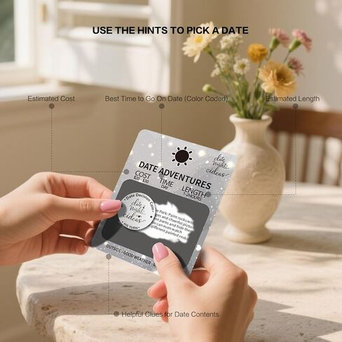 52 Fun & Romantic Scratch Off Date Night Ideas Card Game, Couples Games, Perfect Couple Gifts for Him, Her, Girlfriend, Boyfriend, Wife, or Husband, Couples Gifts for Anniversary, Engagement, Birthday in Kuwait